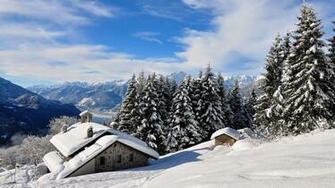 Cabin Under The Snow Widescreen Wallpaper