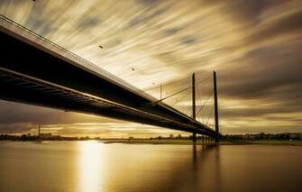Wallpaper Sunset River Rhine D Sseldorf Golden Knee Bridge