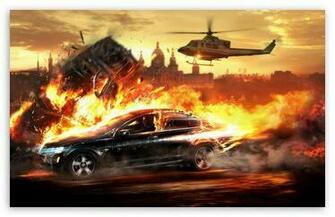 Wallpaper Pictures Background Car On Fire Digital