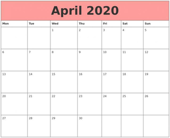 Unique Blank Calendar April Fillable Editable Template