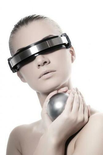 Beautiful Cyber Woman Isolated On White Background Photograph