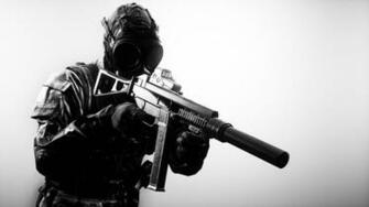 Man Holding Ump With Suppressor Digital Wallpaper HD