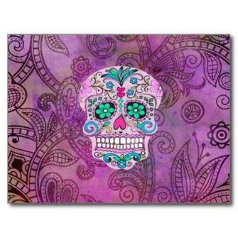 Vintage Sugar Skull Wallpaper Pink Teal Blue Floral