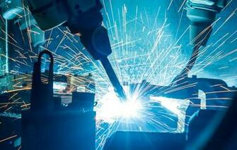 Wallpaper Industrial Sparks Machinery Robotic Welders Image