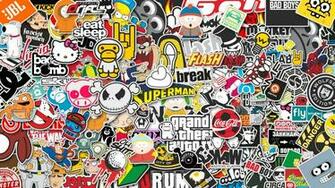 Abstract Collage Stickers Wallpaper