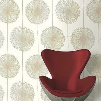 Cream Silver Gold J04207 Dandelion Floral Muriva Wallpaper