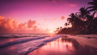 Tropical Beach Sunset Wallpaper