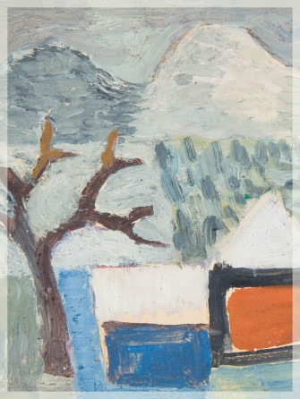Abstract Houses Festive Winter Landscape Sasza Blonder Wall