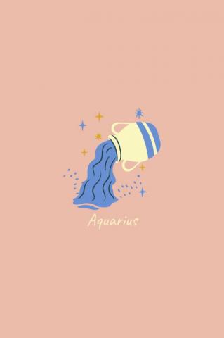 Aquarius Zodiac Sign Illustration Doodle Wallpaper Lock