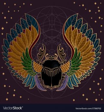 Scarab Beetle On Purple Background Vector Image Vectorstock