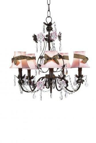 Plain Chandelier Shades W Sash On Flower Garden Pink Brown