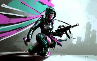 Game Girl Sketch Wallpaper HD