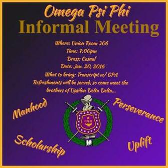 Upcoming Events Omega Psi Phi Informal Meeting Delta State