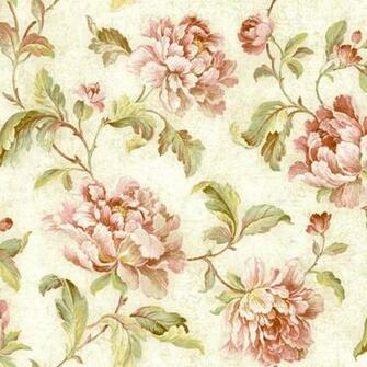 Peach Cabbage Rose Trail Fairwinds Studios Wallpaper