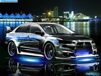 Mitsubishi Lancer Evo X Tuning Front Side HD Wallpaper