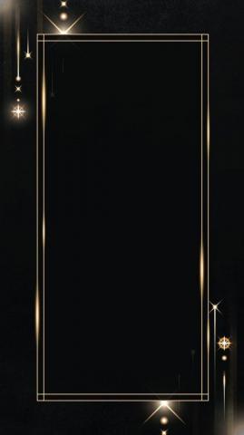 Rectangle Gold Frame With Sparkle Patterned On Black Background
