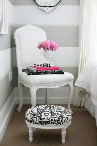 Grey Gray White Wide Striped Wallpaper Pink Glamorous Bedroom My