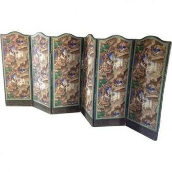 French Six Panel Wallpaper Screen At 1stdibs