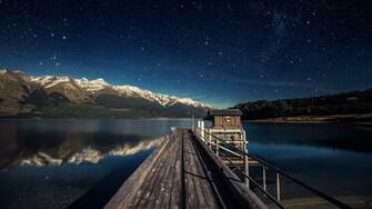Wallpaper Night Sky 5k 4k Stars Mountains Bridge