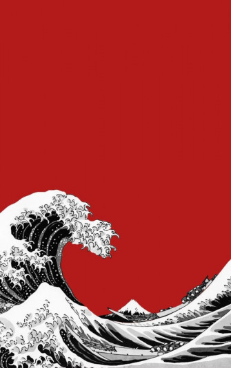 The Great Wave Off Kanagawa Black And Red Wallpaper Bonitos