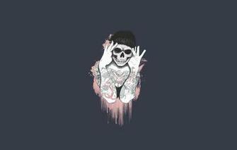 Wallpaper Girl Minimalism Skull Style Background Tattoo