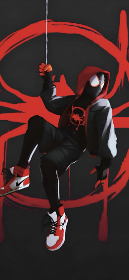 Spider Man Miles Morales Swinging On A Web Wallpaper