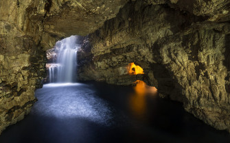 Waterfall Nature Cave HD Wallpaper