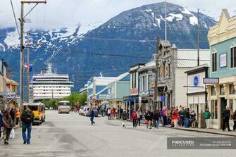 Usa Alaska Skagway Center Of City Cruise Ship At