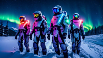 Tourists From The Future On Winter Vacation Ai Generated Artwork