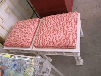Wallpaper Background Pair Faux Bamboo Regency Benches Punchy Pink