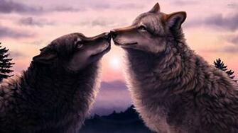 Wolves Love Wallpaper Artistic