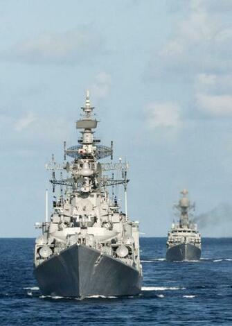 Class Destroyer Of The Indian Navy At Exercise Malabar Wallpaper