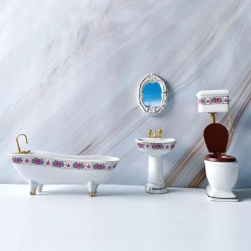 Bescita Dollhouse Miniature Scene Model Bathroom Set Decoration