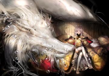 Sleeping White Dragon Bubbles Crown Girl Anime HD