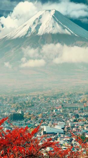 Mount Fuji Japan City iPhone Wallpaper In