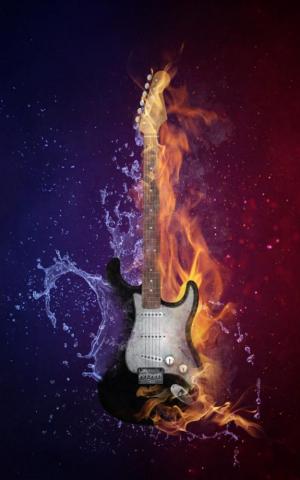 Guitar Fire Water 4k Ultra HD Mobile Wallpaper