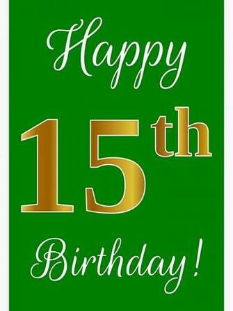 Elegant Faux Gold Look Number Happy 15th BirtHDay Green