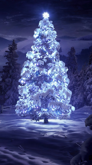 Christmas Tree Glowing Forest 4k Wallpaper iPhone HD Phone 8180h