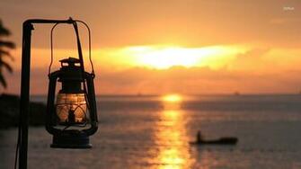 Oil Lamp On Panaji Beach India Wallpaper