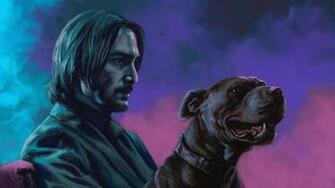Wallpaper 4k John Wick With Dog Artwork