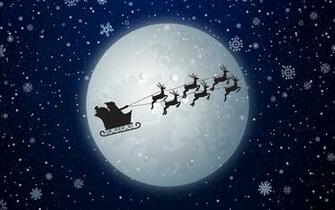 Wallpaper Deer New Year Sled Silhouette Snowflakes Santa