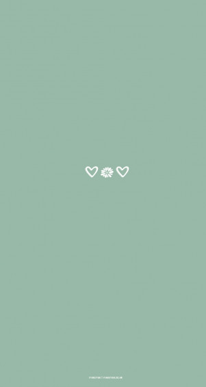 Sage Green Minimalist Wallpaper For Phone Flower Hearts I