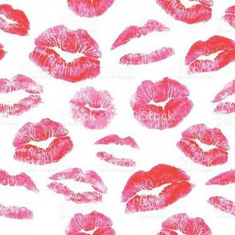 Realistic Lips Prints Kisses Seamless Pattern With Image Lip