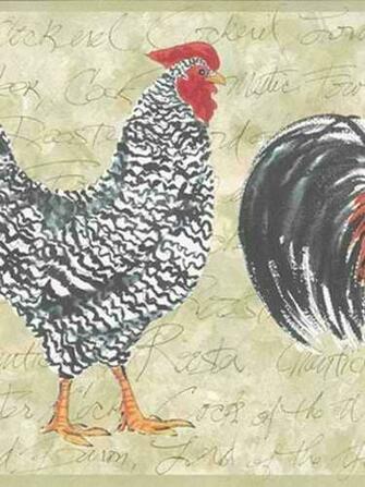 Light Moss Rooster Wallpaper Border Novelty Borders