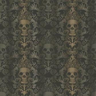 Chesapeake Tot47111 Luther Sand Skull Modern Damask Wallpaper