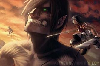 Eren Jaeger Titan Form Mikasa Ackerman Attack On Shingeki No