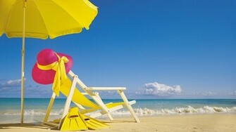 Yellow Beach Chair Wallpaper For iPad HD Image