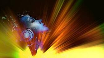 Light Women Abstract Music Headphones Girl Wallpaper