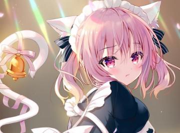 Animal Ears Apron Bell Blush Bow Catgirl Close Headdress Maid
