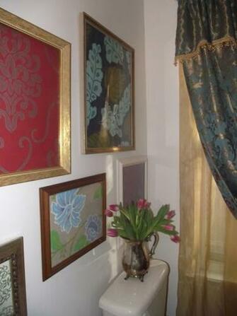 Framed Wallpaper Bathroom Decor Idea